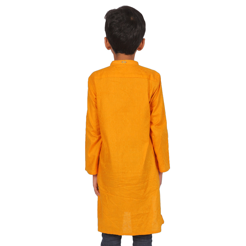 Embroidered Arrow Kurta For Boys - Saffron