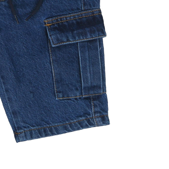 Boys Bermuda Denim Cargo Pkts - Mid Blue