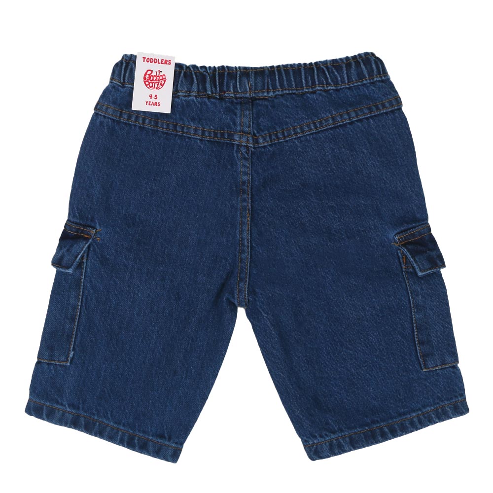 Boys Bermuda Denim Cargo Pkts - Mid Blue
