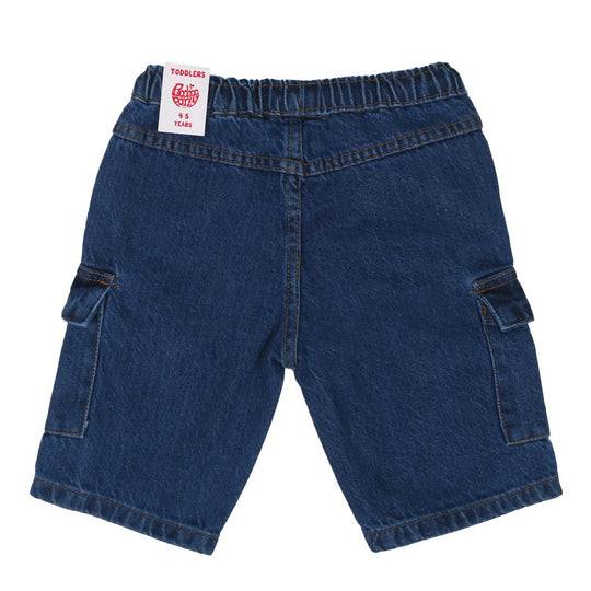 Boys Bermuda Denim Cargo Pkts - Mid Blue
