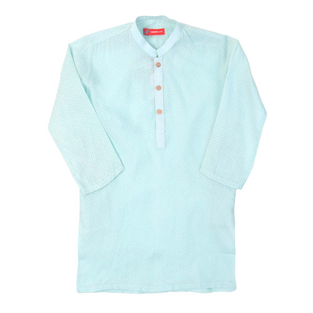 Boys Basic Kurta Burn Out - Aqua