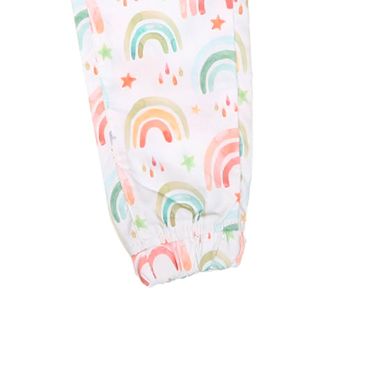 Girls Jegging Cotton Rainbow-White