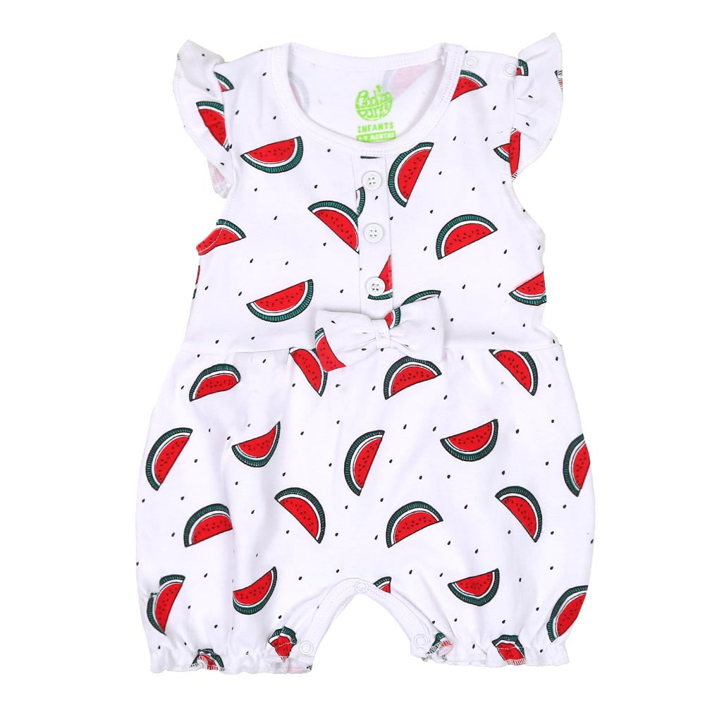 Infant Girls Knitted Rompers Watermelon - White