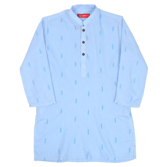 Boys screen Print Kurta Whitemacy-Powder blue