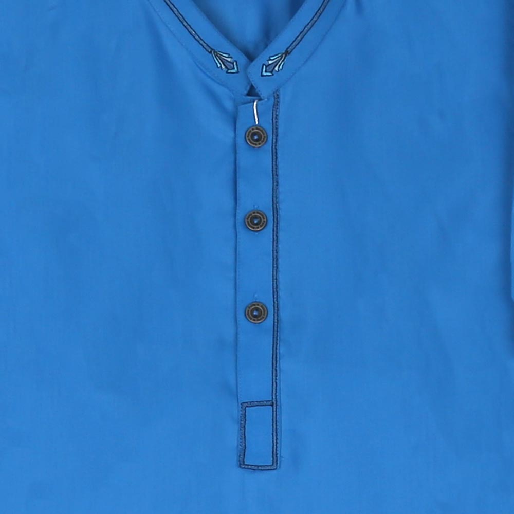 Boys Embroidered Kurta Pajama Suit - Blue