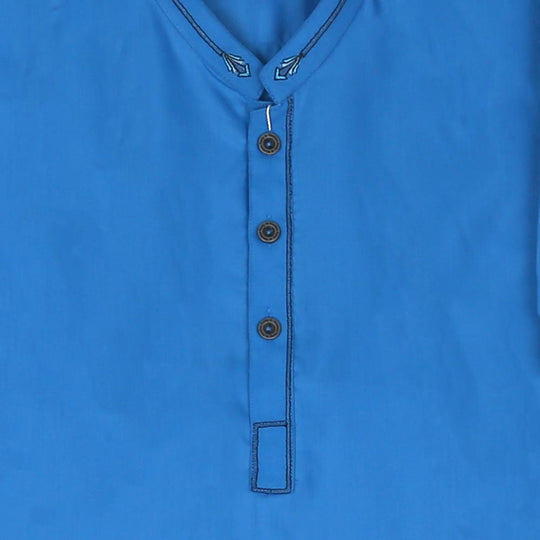 Boys Embroidered Kurta Pajama Suit - Blue