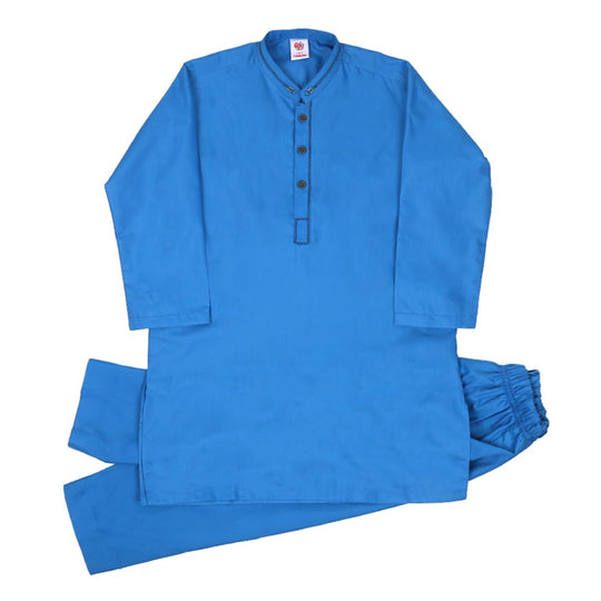 Boys Embroidered Kurta Pajama Suit - Blue