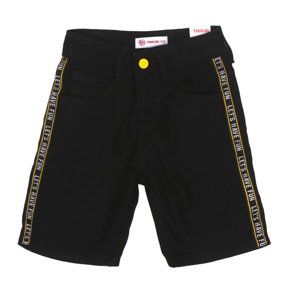 Boys Short Denim Let's Have Tape - BLACK