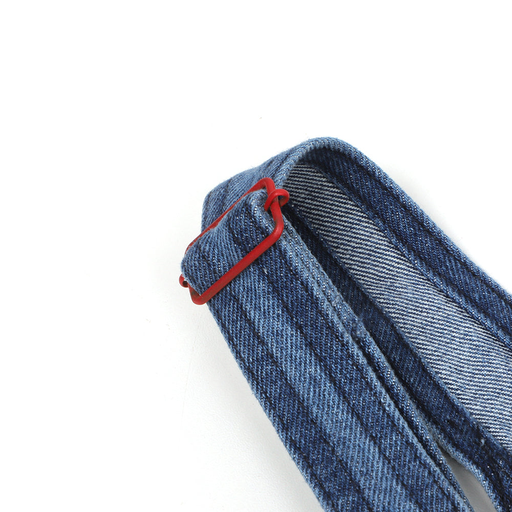 Girls Over All Denim Buttons - Mid Blue