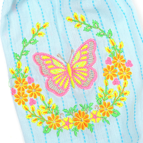 Girls Embroidered Kurti -LT.Blue