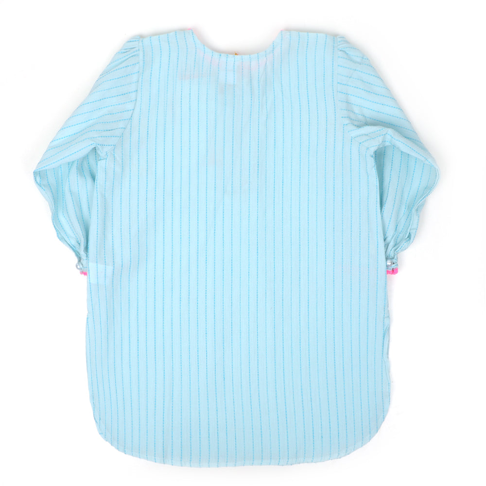 Girls Embroidered Kurti -LT.Blue