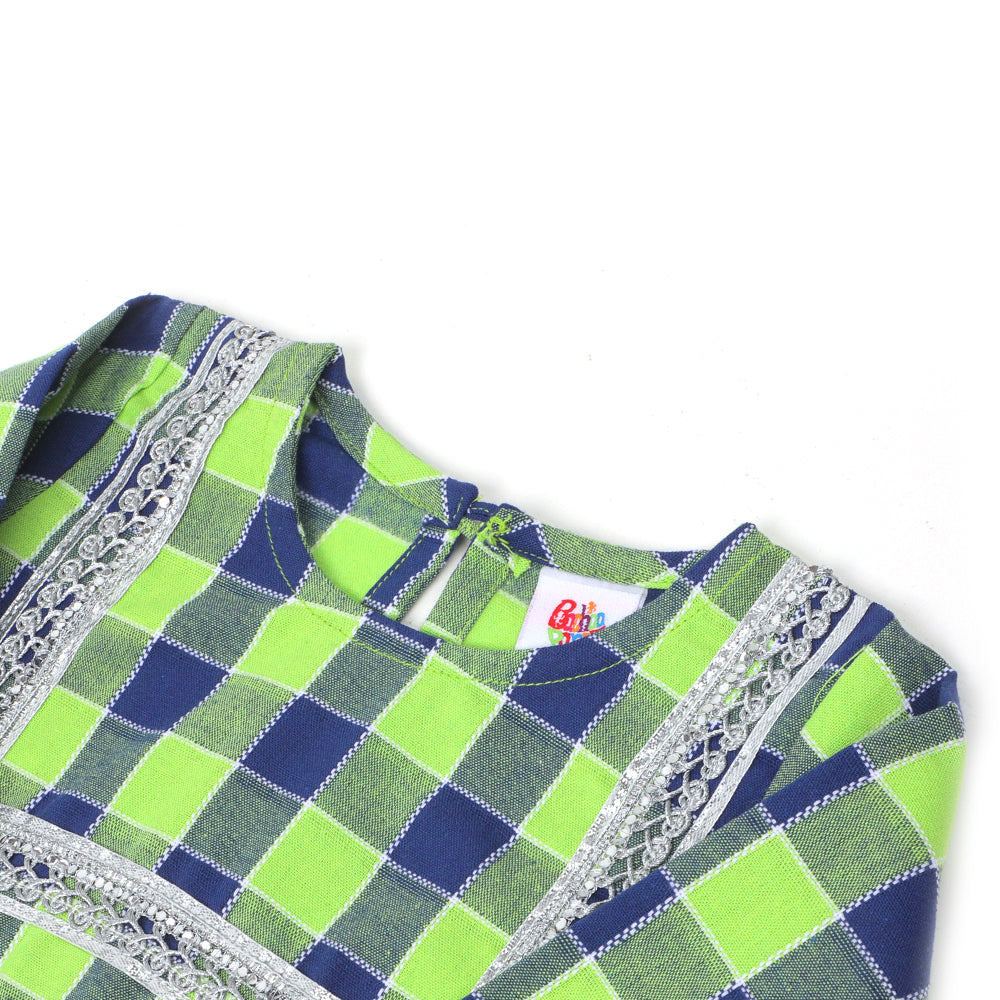 Infant Girls 2 Pcs Fancy Checks - Green
