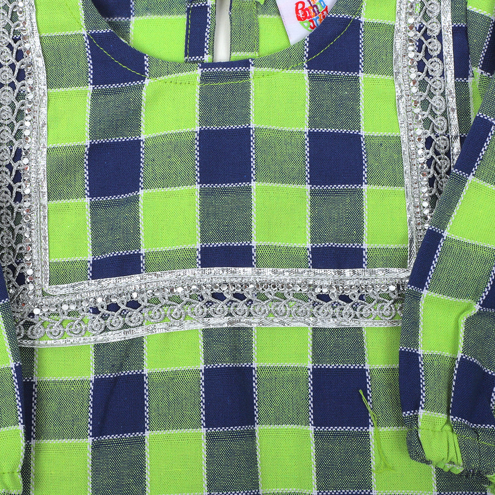 Infant Girls 2 Pcs Fancy Checks - Green