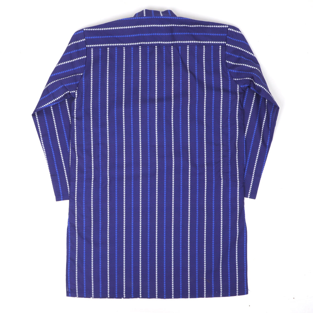 Boys Digital Print Kurta Triangle-Blue