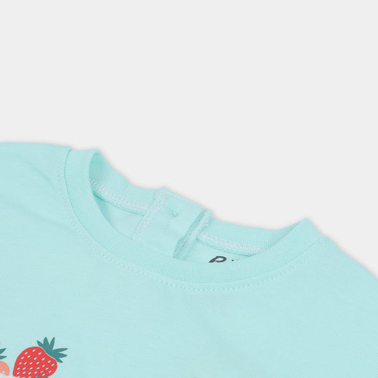 Infant Girls T-Shirt Strawberries - Light Blue