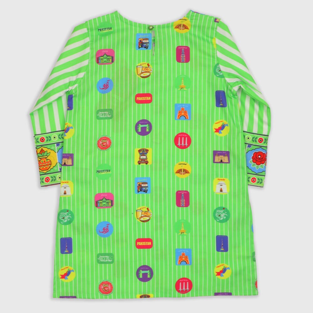 Girls Independence Kurti Hamara Pakistan - Green