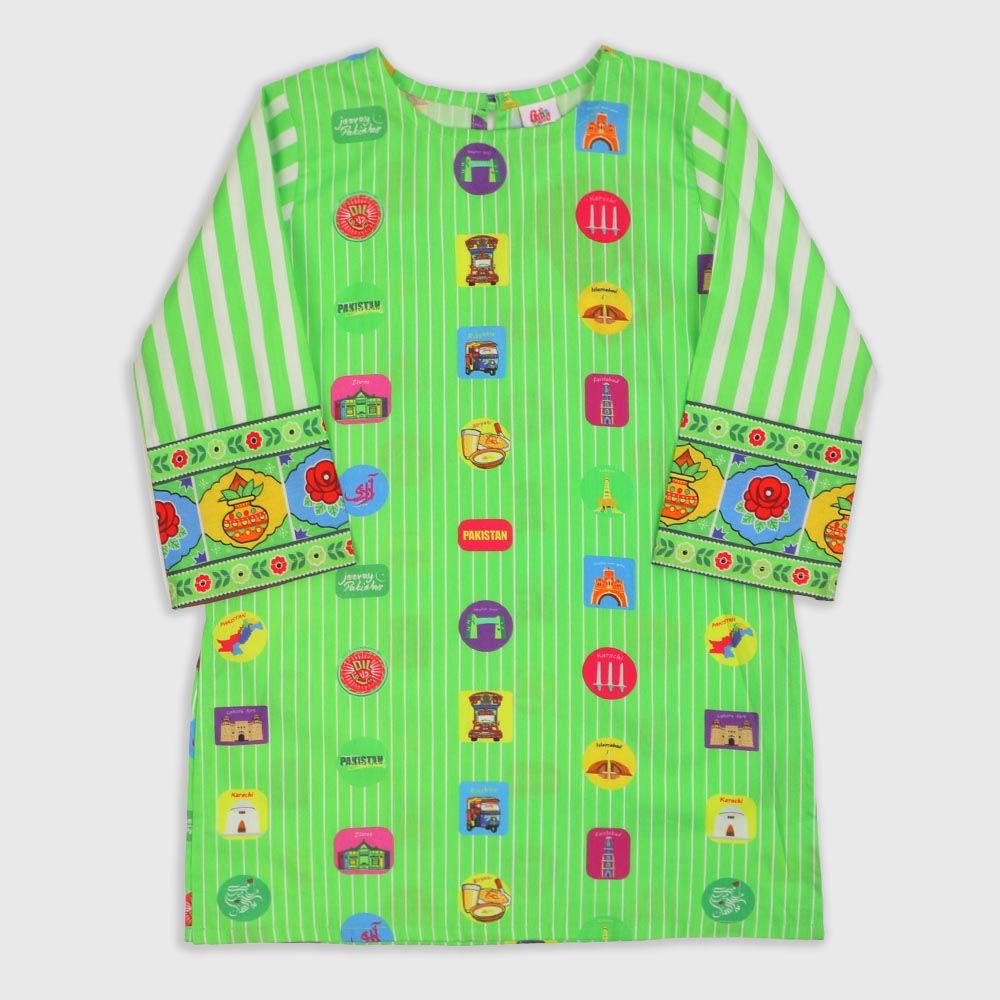 Girls Independence Kurti Hamara Pakistan - Green