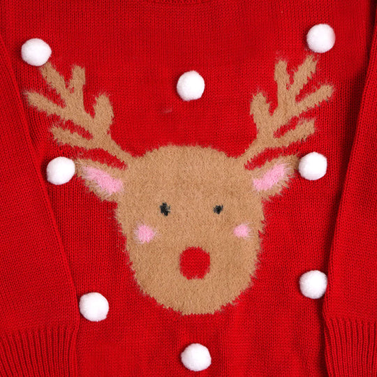 Girls Sweater Deer - Red