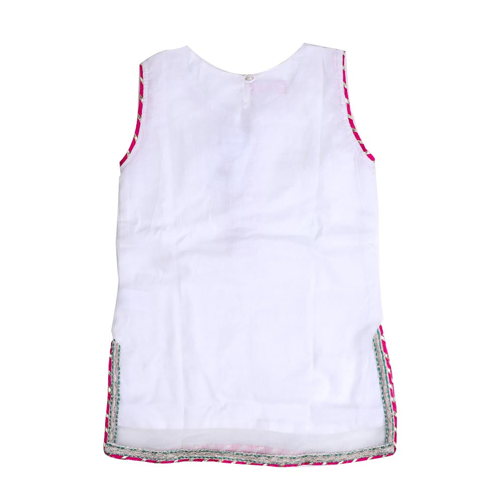 Fancy Eastern Parrot 3 PCs Suit For Girls - White