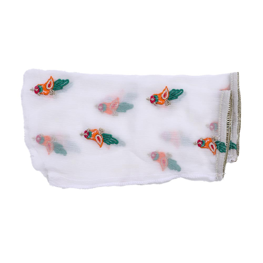 Fancy Eastern Parrot 3 PCs Suit For Girls - White