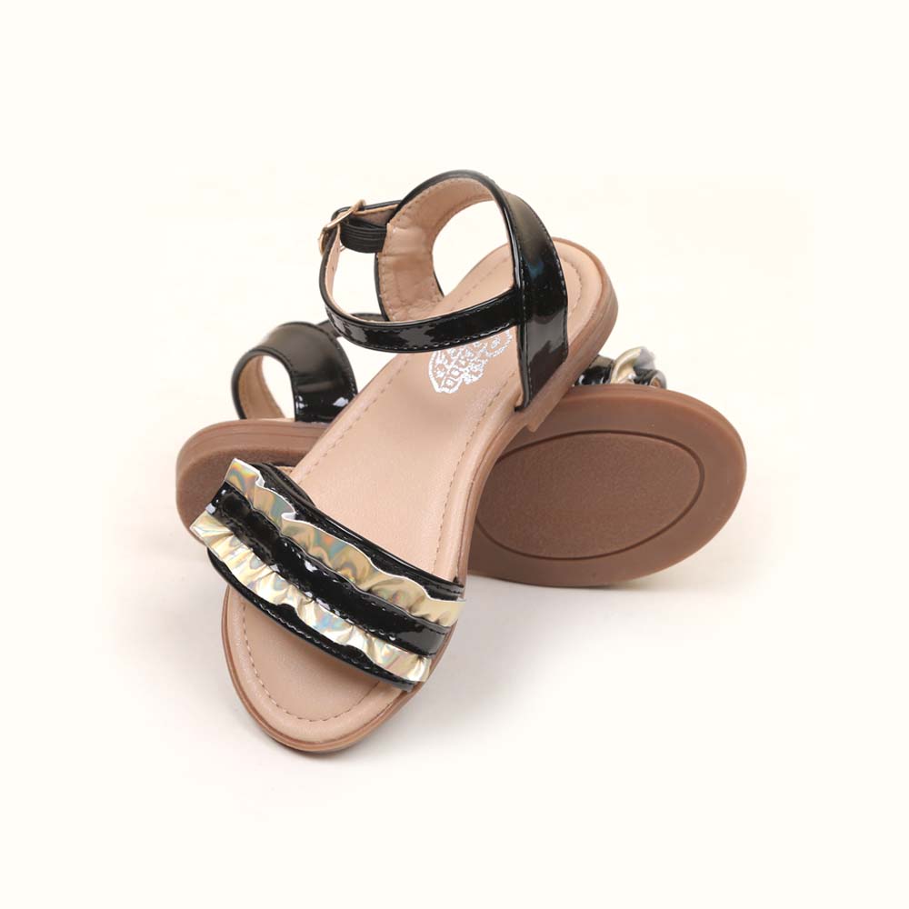 Fancy Style Strap Sandals For Girls - Black