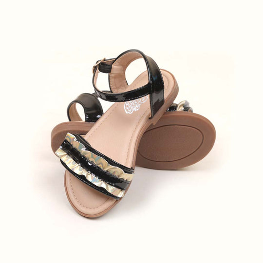 Fancy Style Strap Sandals For Girls - Black