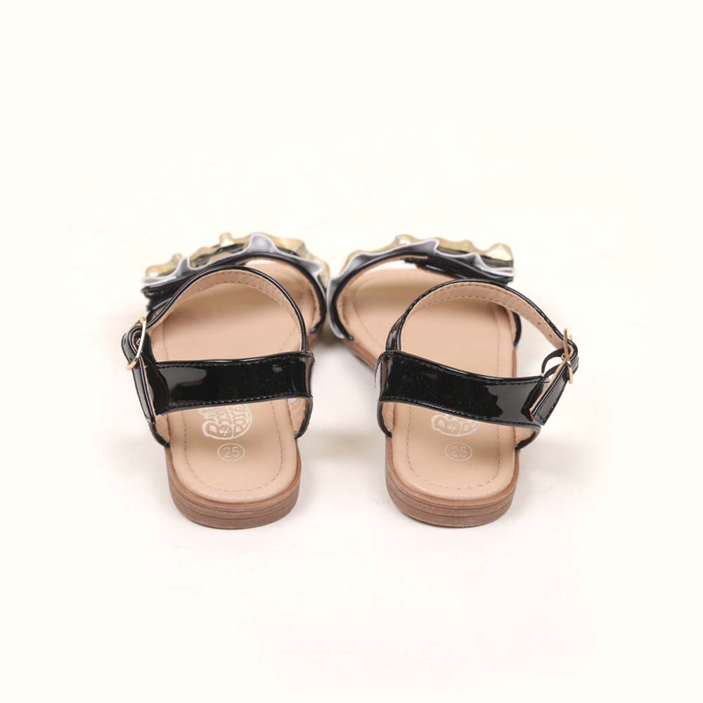 Fancy Style Strap Sandals For Girls - Black