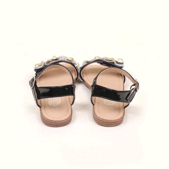 Fancy Style Strap Sandals For Girls - Black