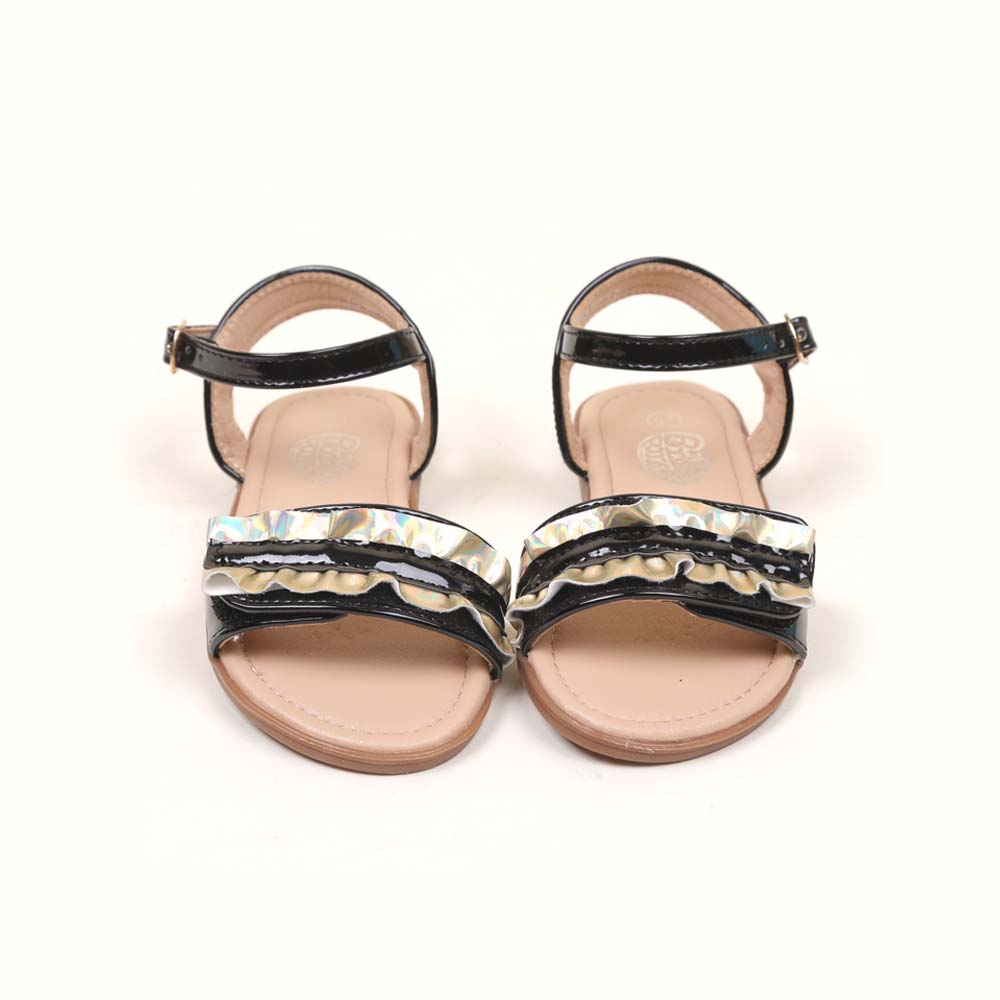 Fancy Style Strap Sandals For Girls - Black