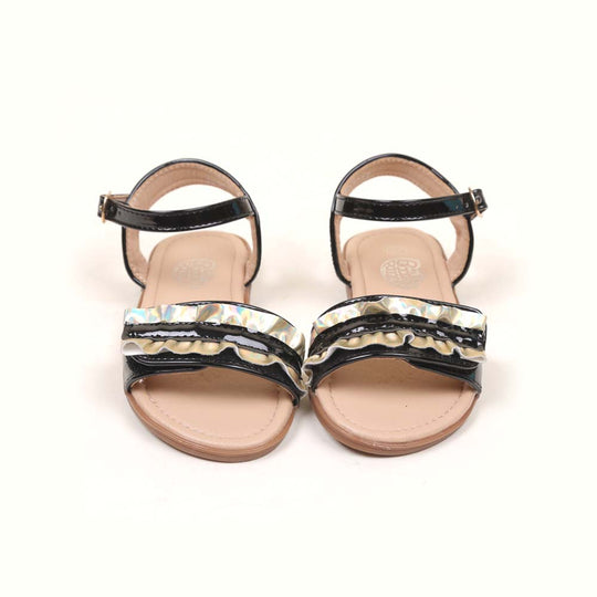 Fancy Style Strap Sandals For Girls - Black