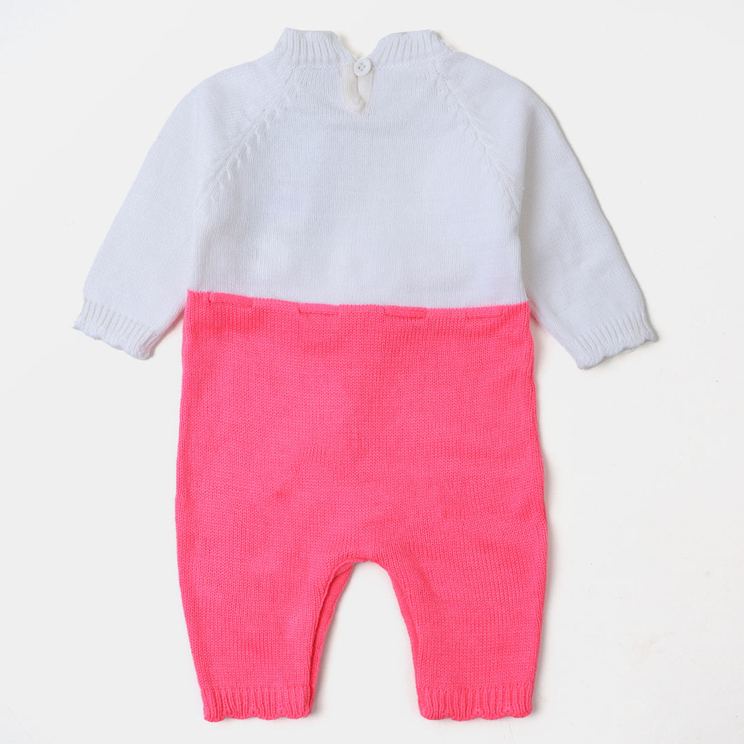 Infant Girls Winter Romper - Pink/White