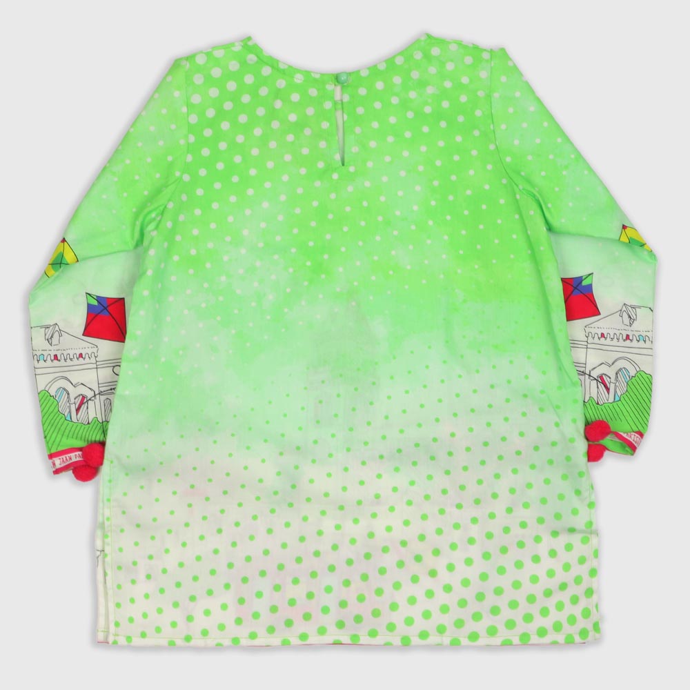 Girls Digital Print Kurti Proud Pakistani - Green