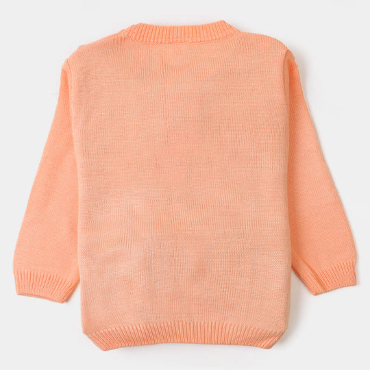 Girls Sweater Cartoon Character - Peach