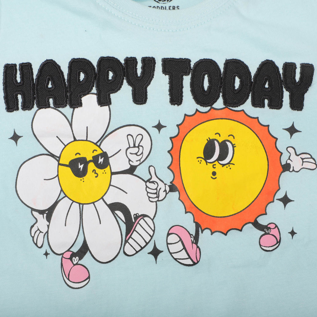 Girls T-Shirt Happy Today - Sky blue