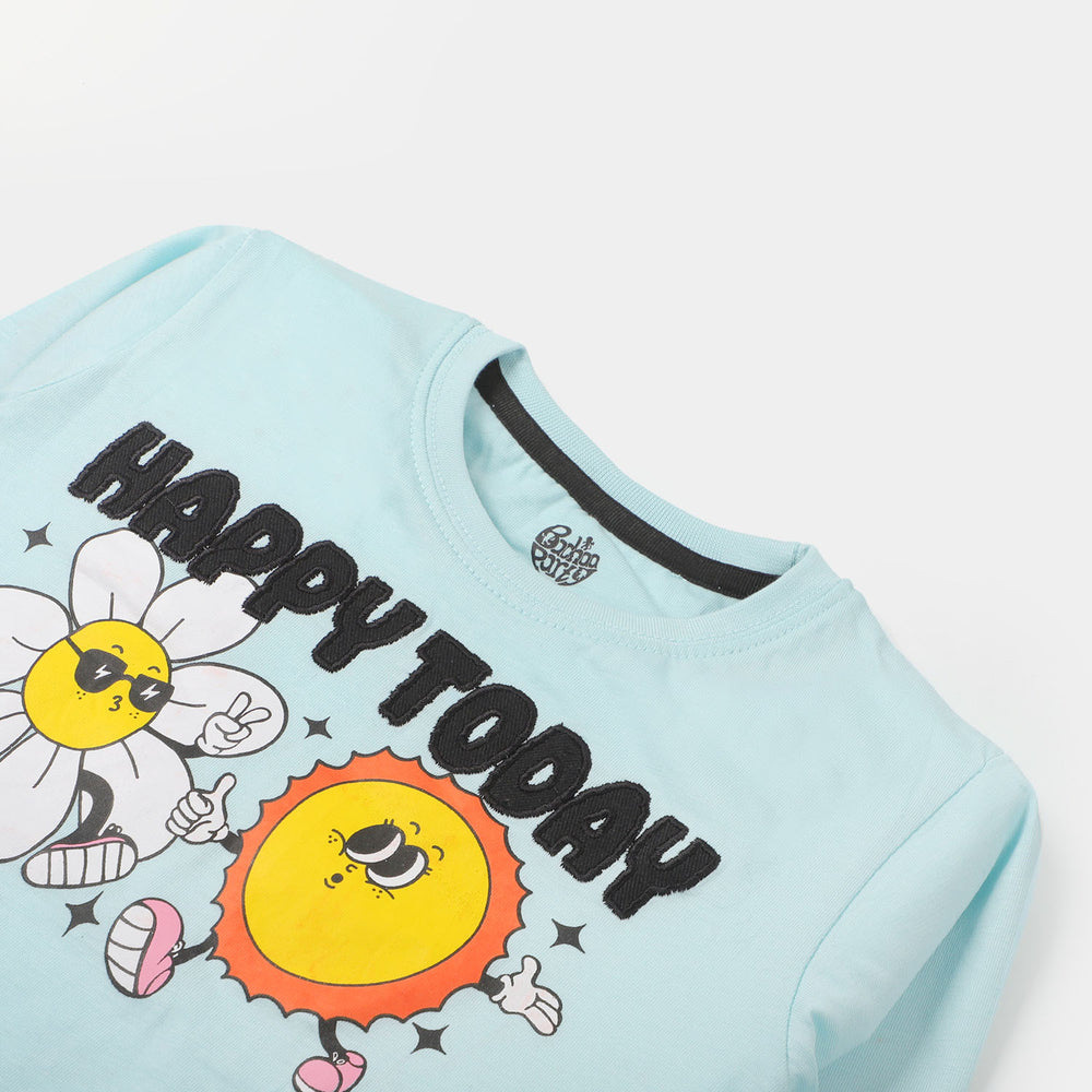 Girls T-Shirt Happy Today - Sky blue