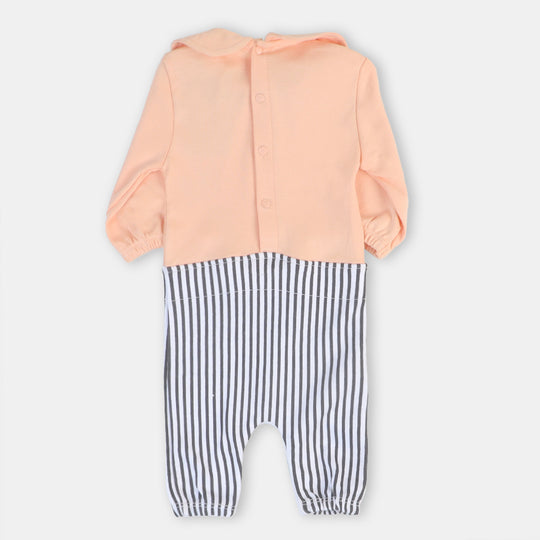 Infant Girls Knitted Romper Big Bow Nude Pink