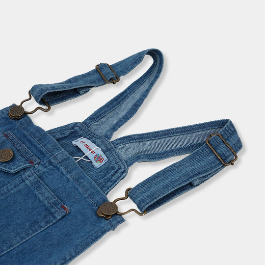 Boys Denim Dungaree Over All Cut Flap - Mid Blue