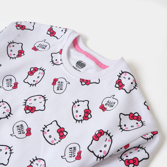 Girls Sweatshirt Character Printed - White