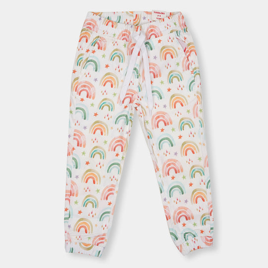 Girls Jegging Cotton Rainbow - White