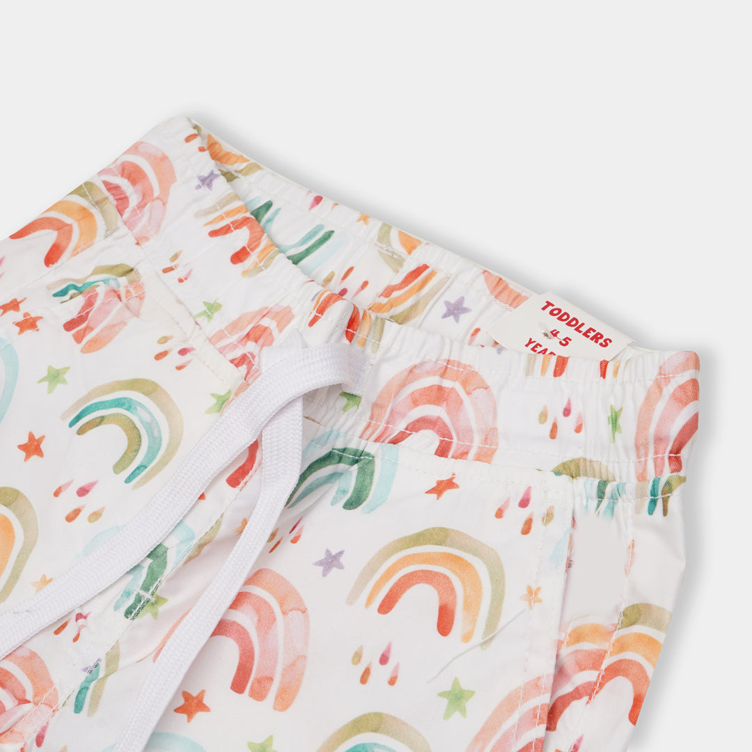 Girls Jegging Cotton Rainbow - White