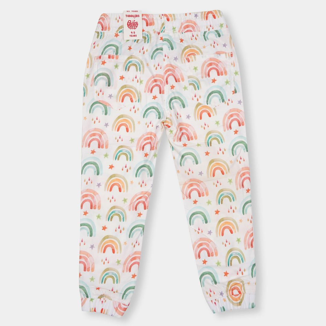 Girls Jegging Cotton Rainbow - White
