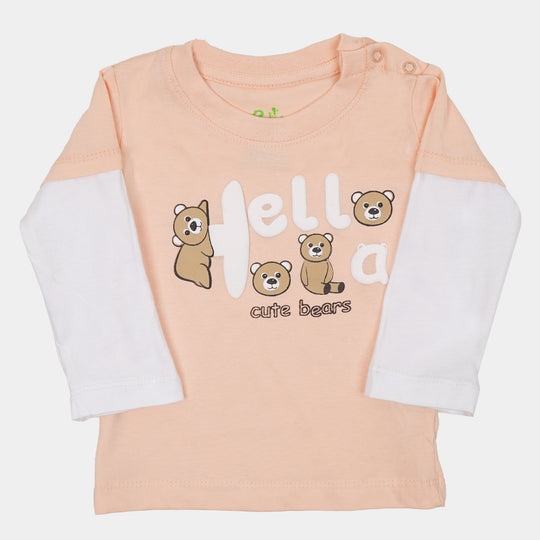 Infant Girls T-Shirt Hello Bear - Peach