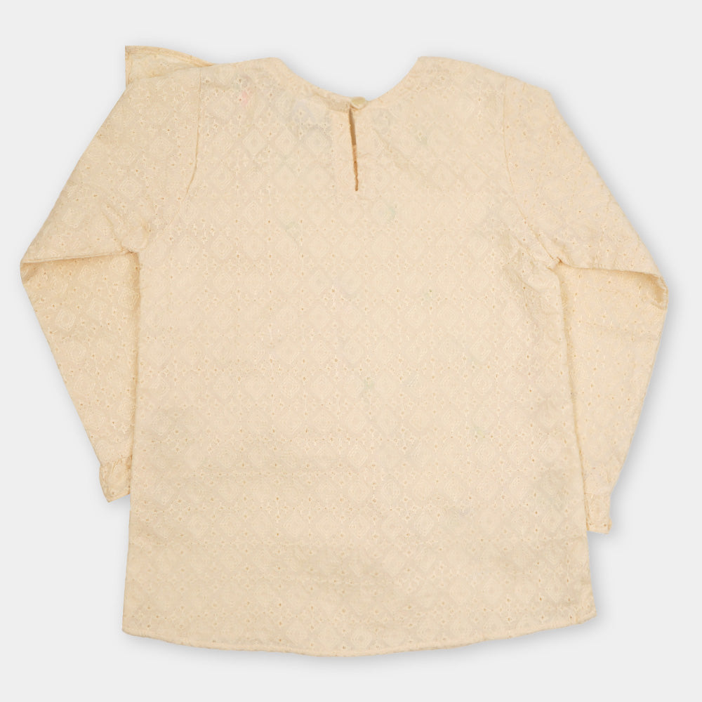 Girls EMB Top Chicken Garden - Cream