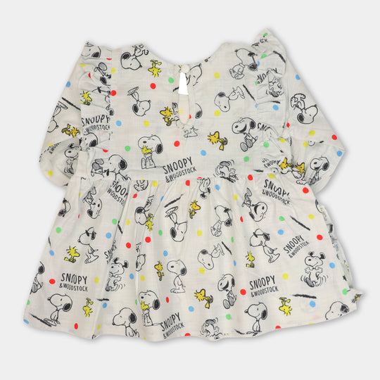 Girls Casual Top Character Printed- White