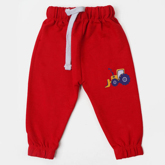 Infant Boys Knitted Suit Tractor - Red