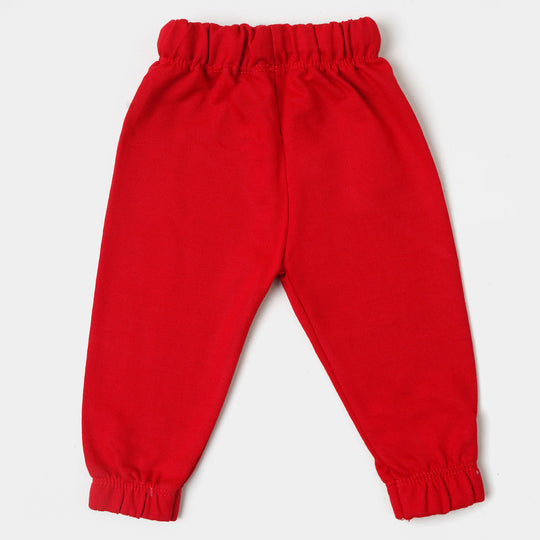 Infant Boys Knitted Suit Tractor - Red