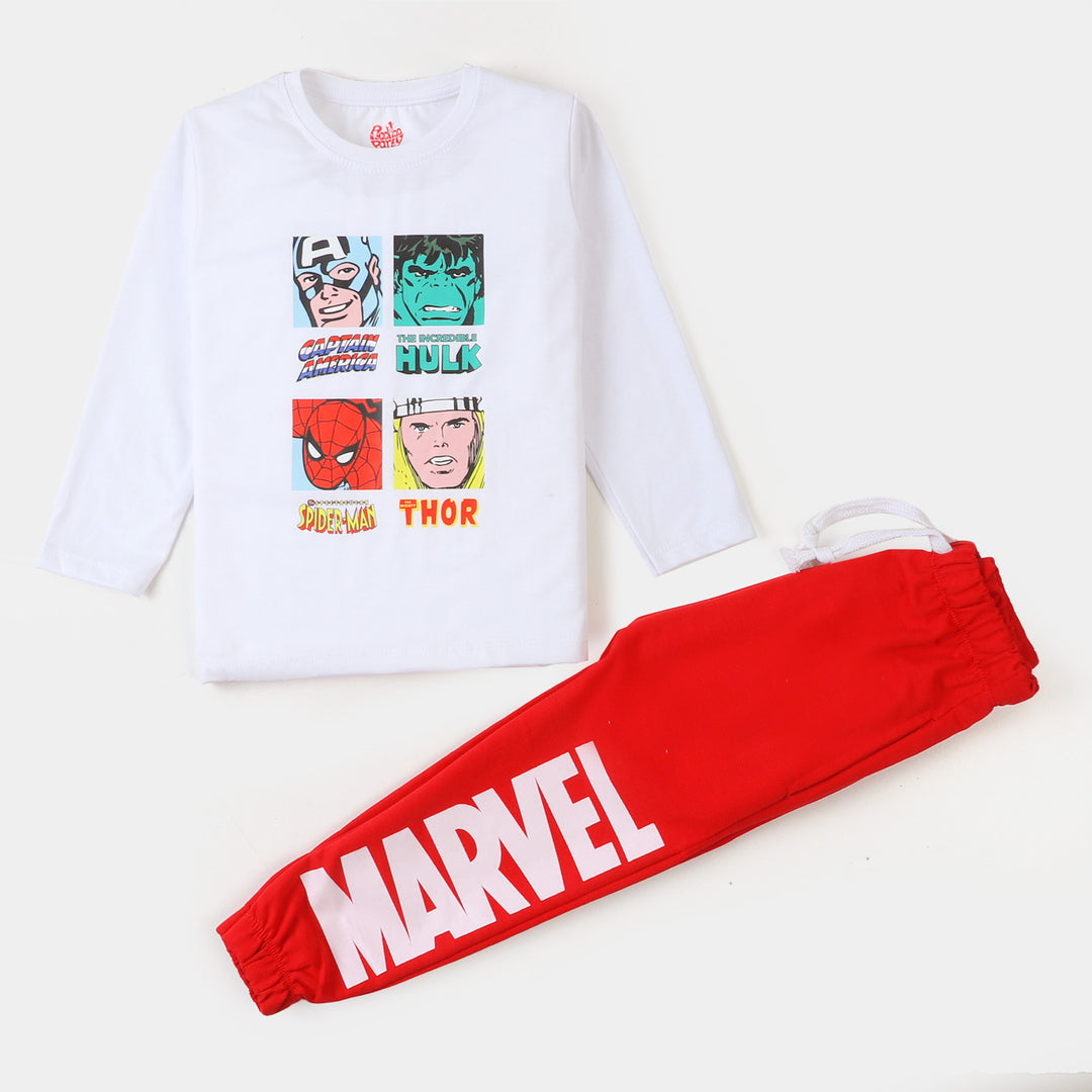 Boys 2 Pcs Suit Characters -White/Red