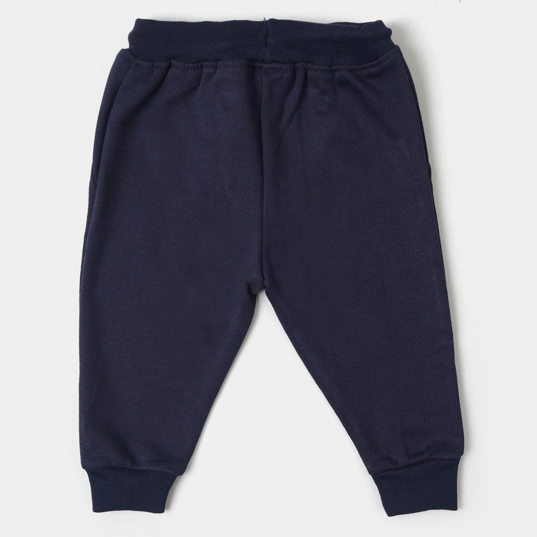 Infant Boys Knitted Suit  - White/Navy