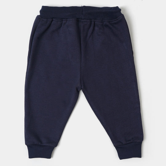 Infant Boys Knitted Suit  - White/Navy