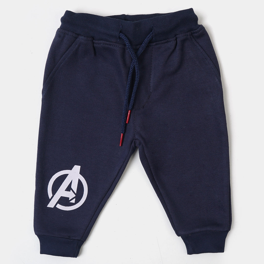 Infant Boys Knitted Suit  - White/Navy